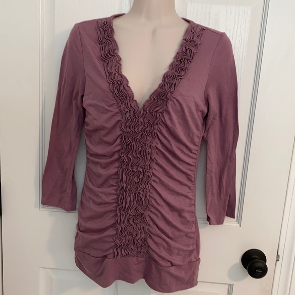Maurices quarter sleeve ruffle top, size small